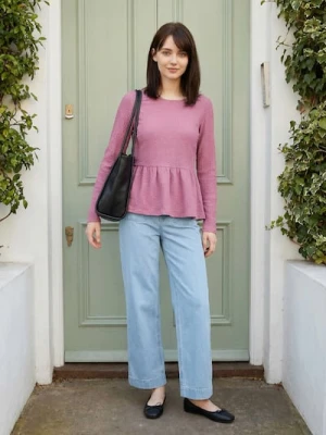 Sinsay - Bluzka z ozdobnymi falbanami - różowy