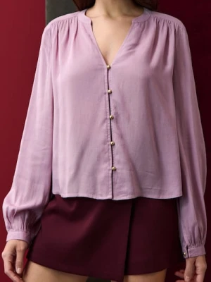 Sinsay - Bluzka z ozdobnymi guzikami - różowy