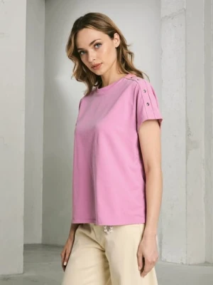 Sinsay - Bluzka z ozdobnymi guzikami - różowy