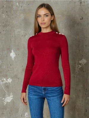 Sinsay - Bluzka z ozdobnymi perłami - bordowy