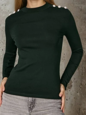 Sinsay - Bluzka z ozdobnymi perłami - ciemny turkus