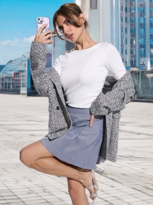 Sinsay - Bluzka z perełkami - kremowy