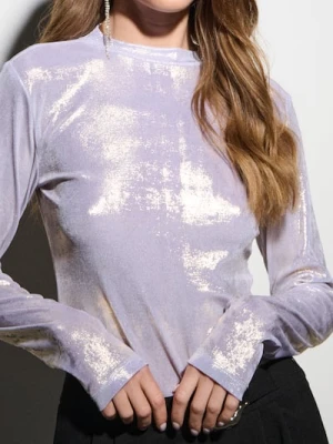 Sinsay - Bluzka z połyskującym wykończeniem - srebrny