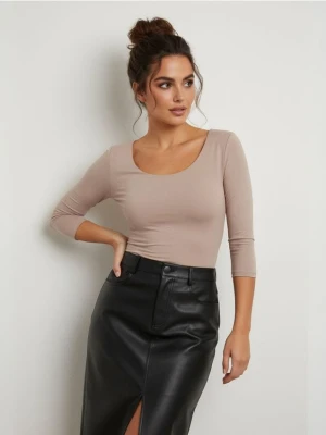 Sinsay - Bluzka z rękawem 3/4 - kremowy