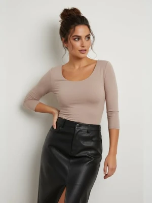 Sinsay - Bluzka z rękawem 3/4 - kremowy