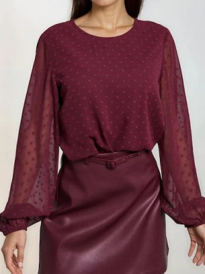 Sinsay - Bluzka z transparentnymi rękawami - bordowy