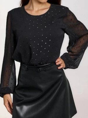 Sinsay - Bluzka z transparentnymi rękawami - czarny