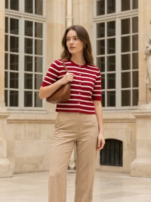 Sinsay - Bluzka z wiskozą w paski - czerwony