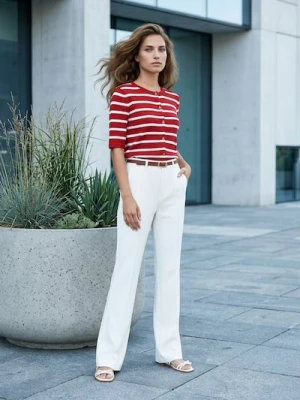 Sinsay - Bluzka z wiskozą w paski - czerwony