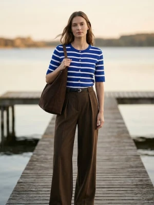 Sinsay - Bluzka z wiskozą w paski - niebieski