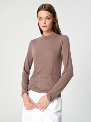 Sinsay - Bluzka ze stójką - brązowy