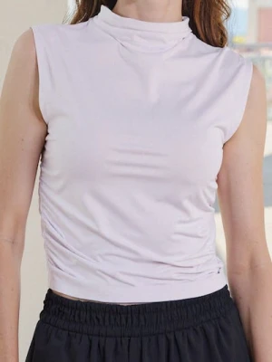 Sinsay - Bluzka ze stójką i marszczeniami po bokach - biały