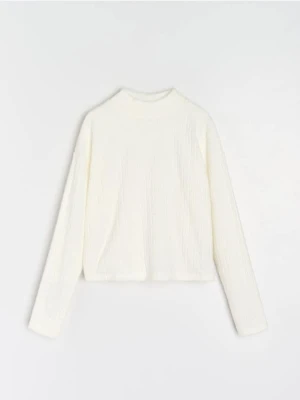 Sinsay - Bluzka ze strukturalnym wzorem - kremowy