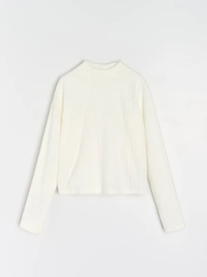 Sinsay - Bluzka ze strukturalnym wzorem - kremowy