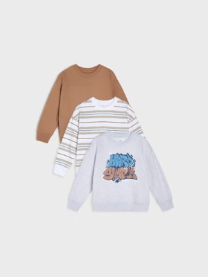 Sinsay - Bluzy crewneck 3 pack - szary