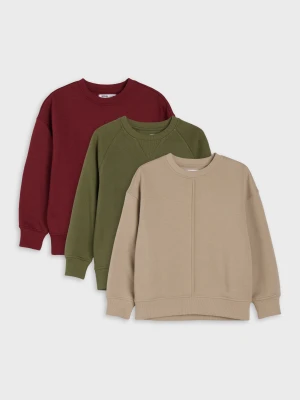 Sinsay - Bluzy z bawełną 3 pack - khaki