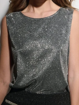 Sinsay - Błyszczący top - srebrny