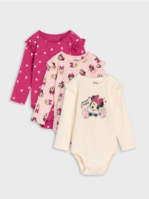 Sinsay - Body 3 pack Minnie Mouse - kremowy