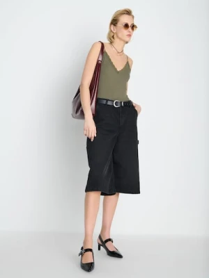 Sinsay - Body na ramiączkach z koronką - zielony