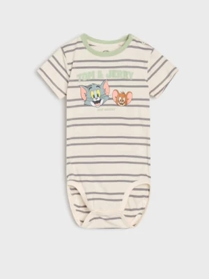 Sinsay - Body niemowlęce Tom and Jerry - kremowy