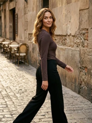 Sinsay - Body poliamidowe z długim rękawem - czerwony