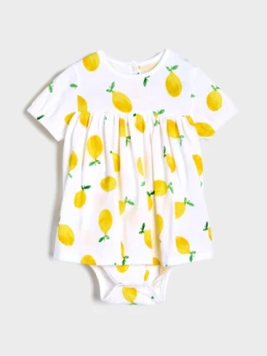 Sinsay - Body sukienka z motywem cytryn - biały
