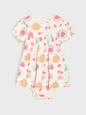 Sinsay - Body sukienkowe z nadrukiem owoców - kremowy