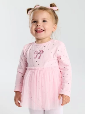 Sinsay - Body w groszki z ozdobnym tiulem - różowy