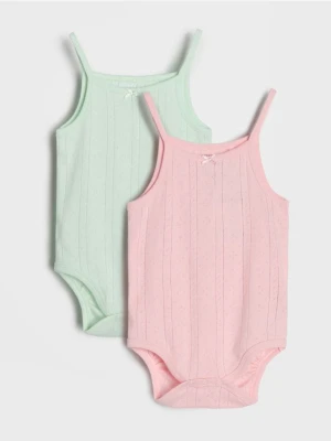 Sinsay - Body wykonane z ażurowej dzianiny 2 pack - różowy