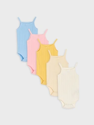 Sinsay - Body z ażurowej dzianiny na ramiączkach 5 pack - kremowy