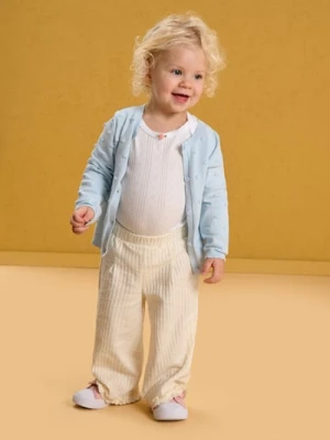 Sinsay - Body z ażurowej dzianiny z dekoracyjną różyczką 3D - kremowy