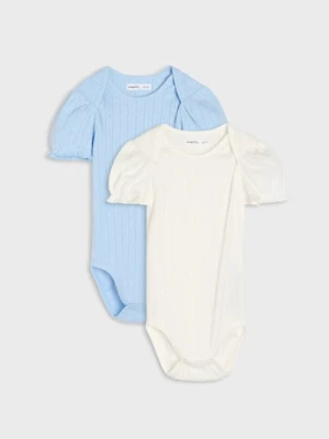 Sinsay - Body z ażurowej dzianiny ze ściągaczami na rękawach 2 pack - błękitny