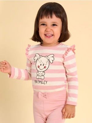 Sinsay - Body z falbankami Mini Smiley - kremowy