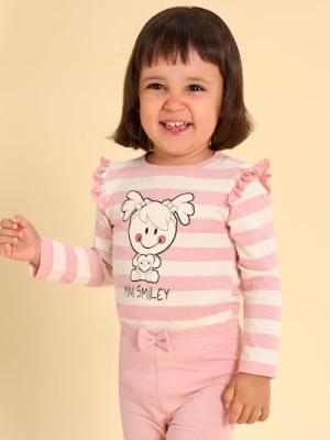 Sinsay - Body z falbankami Mini Smiley - kremowy