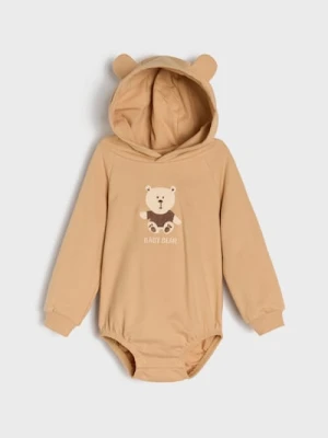 Sinsay - Body z kapturem i elementami 3D - beżowy