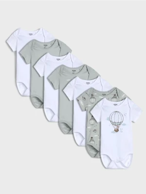Sinsay - Body z motywem balonu 7 pack - biały