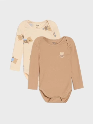Sinsay - Body z motywem misia 2 pack - kremowy