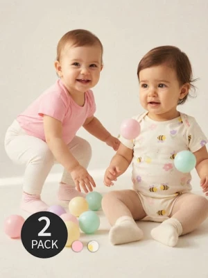 Sinsay - Body z motywem pszczółek 2 pack - kremowy