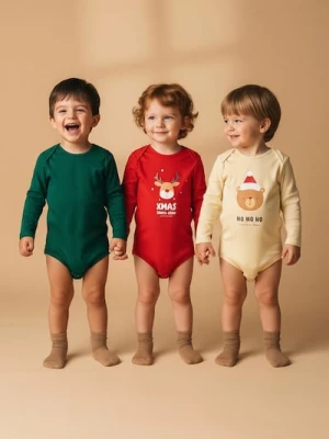 Sinsay - Body z motywem świątecznym 3 pack - czerwony