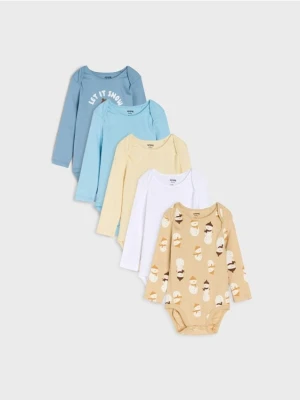 Sinsay - Body z motywem świątecznym 5 pack - beżowy