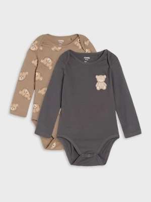 Sinsay - Body z motywem w misie 2 pack - brązowy