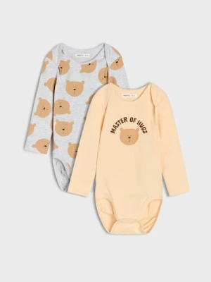 Sinsay - Body z motywem w misie 2 pack - kremowy
