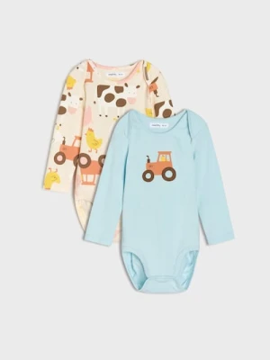 Sinsay - Body z motywem w pojazdy 2 pack - błękitny