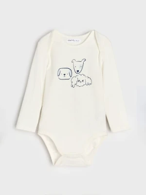 Sinsay - Body z nadrukiem - kremowy