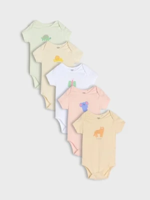 Sinsay - Body z ozodbnym nadrukiem na przodzie 5 pack - biały