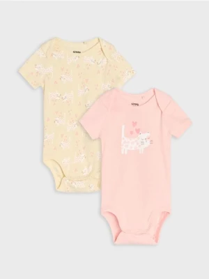 Sinsay - Body z prążkowanej dzianiny 2 pack - kremowy