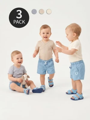 Sinsay - Body z prążkowanej dzianiny 3 pack - kremowy