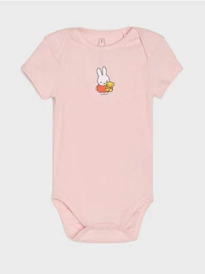 Sinsay - Body z prążkowanej dzianiny i ozdobnym haftem Miffy - różowy