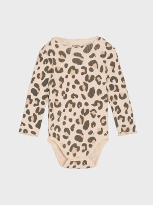 Sinsay - Body z prazkowanej dzianiny z motywem zwierzęcym - kremowy