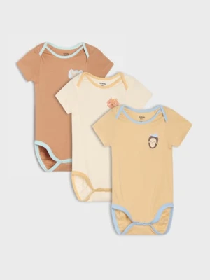 Zdjęcie produktu Sinsay - Body z prążkowanej, elastycznej dzianiny 3 pack - beżowy